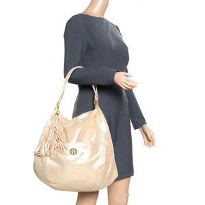 Tory Burch Dean Large Hobo Leather Bag Gold - RETAIL $465